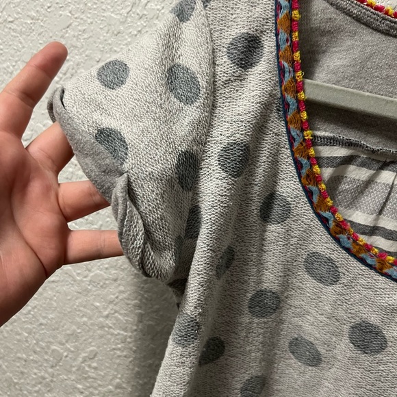 Anthropologie AKEMI + KIN Polka Dot Striped Shirt Gray - Picture 7 of 7